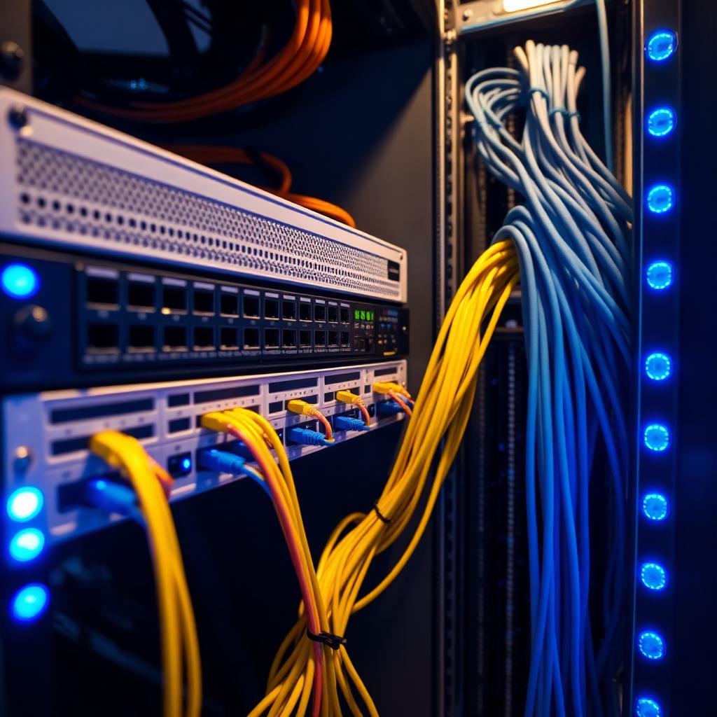 UniFi network rack and switching